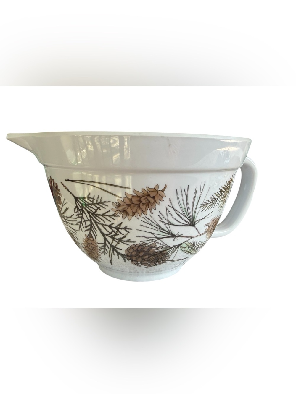 NWT Stonewall Kitchen Woodland Pinecone Mixing Batter Bowl Rustic Cabin Decor